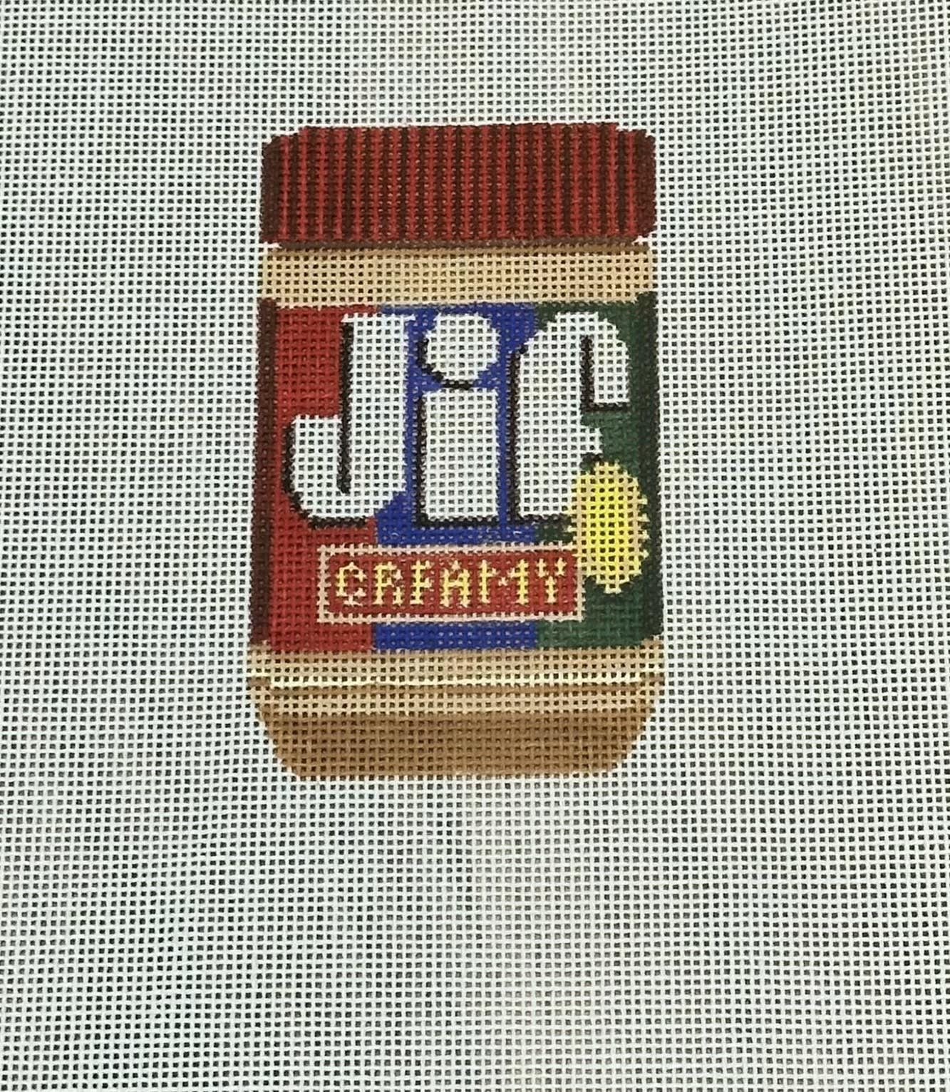 JIF Peanut Butter hand outlet painted needlepoint canvas