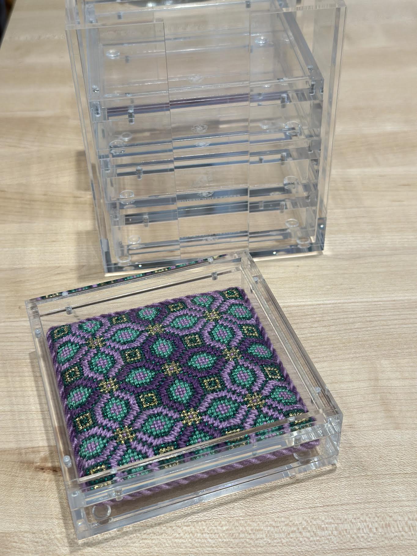 Penny Linn Acrylic Coaster Set - 4&quot; Squares and Holder