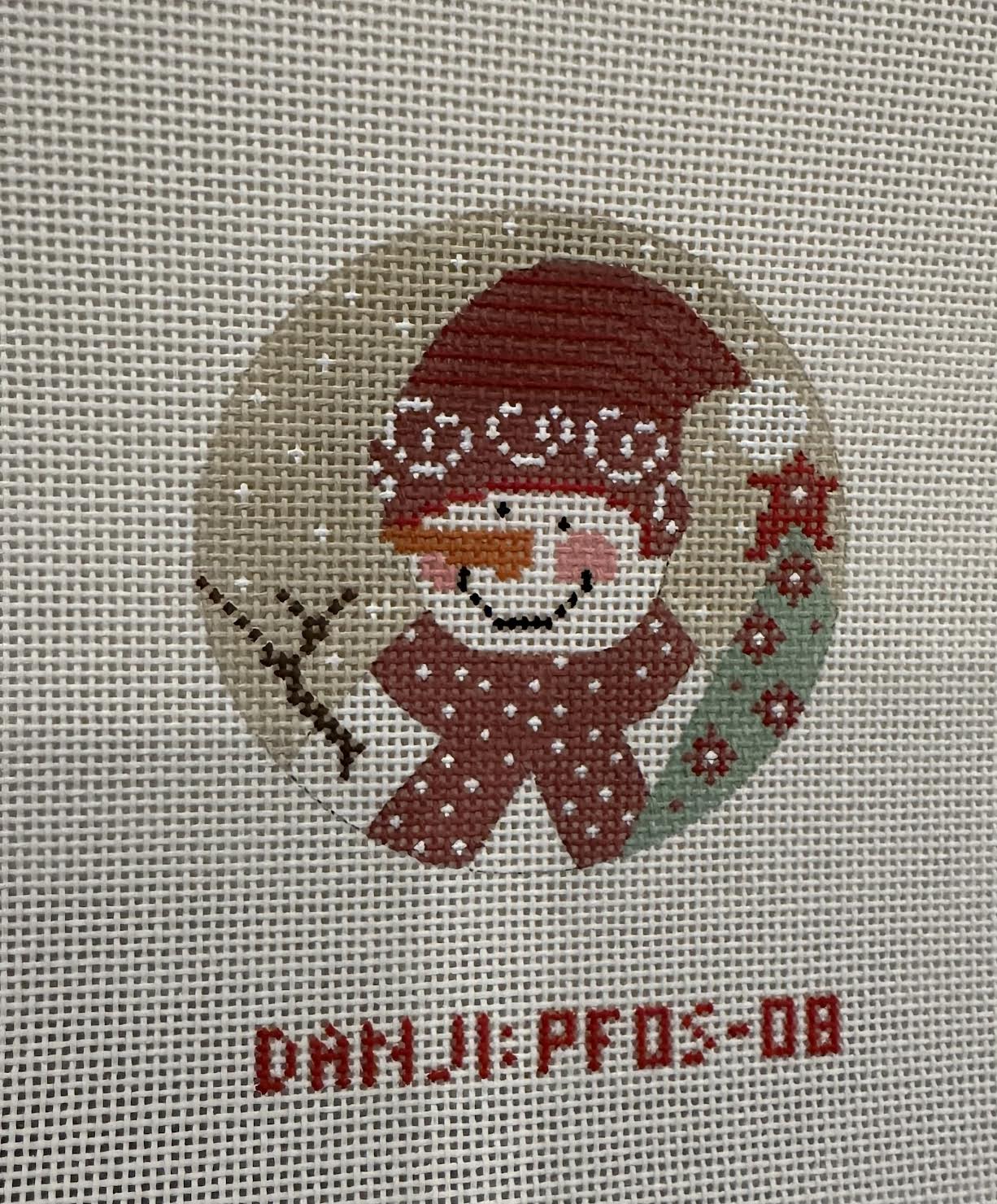 Danji PFOS-08 Christmas Snowman on 13 mesh