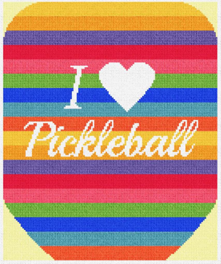 Needlepaint I Love Pickleball Cover - Handpainted