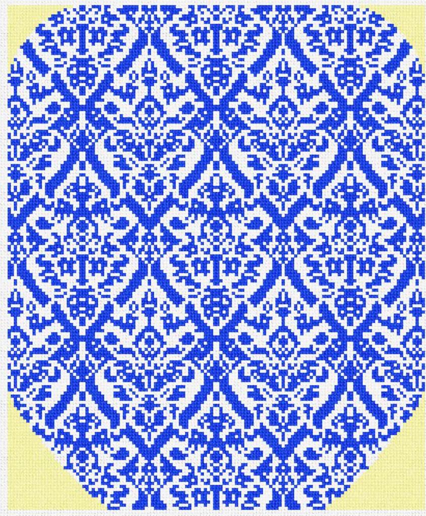 Needlepaint Blue/White Pickleball Cover - Handpainted