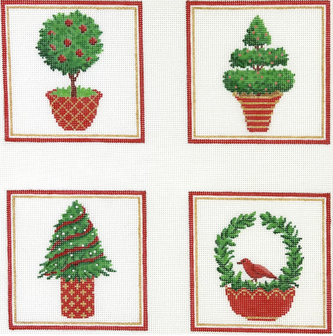 Kate Dickerson CO4-27 Christmas Topiary Coasters