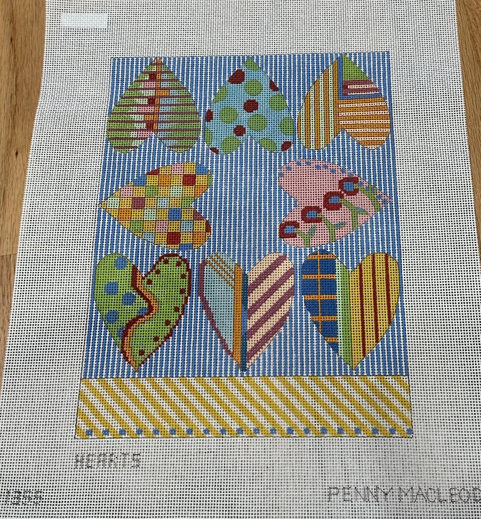 チャイハネ　キャンバス　アートパネル　刺繍　バード Penny Macleod PM1355 Hearts – Stitch by Stitch