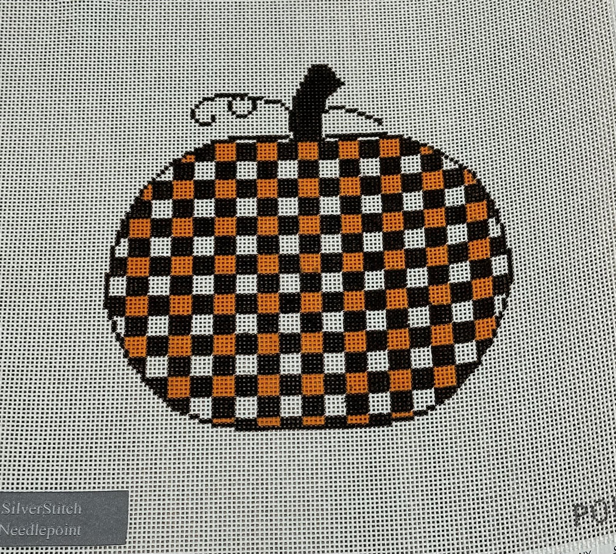 SilverStitch Needlepoint Orange/Black Gingham Pumpkin