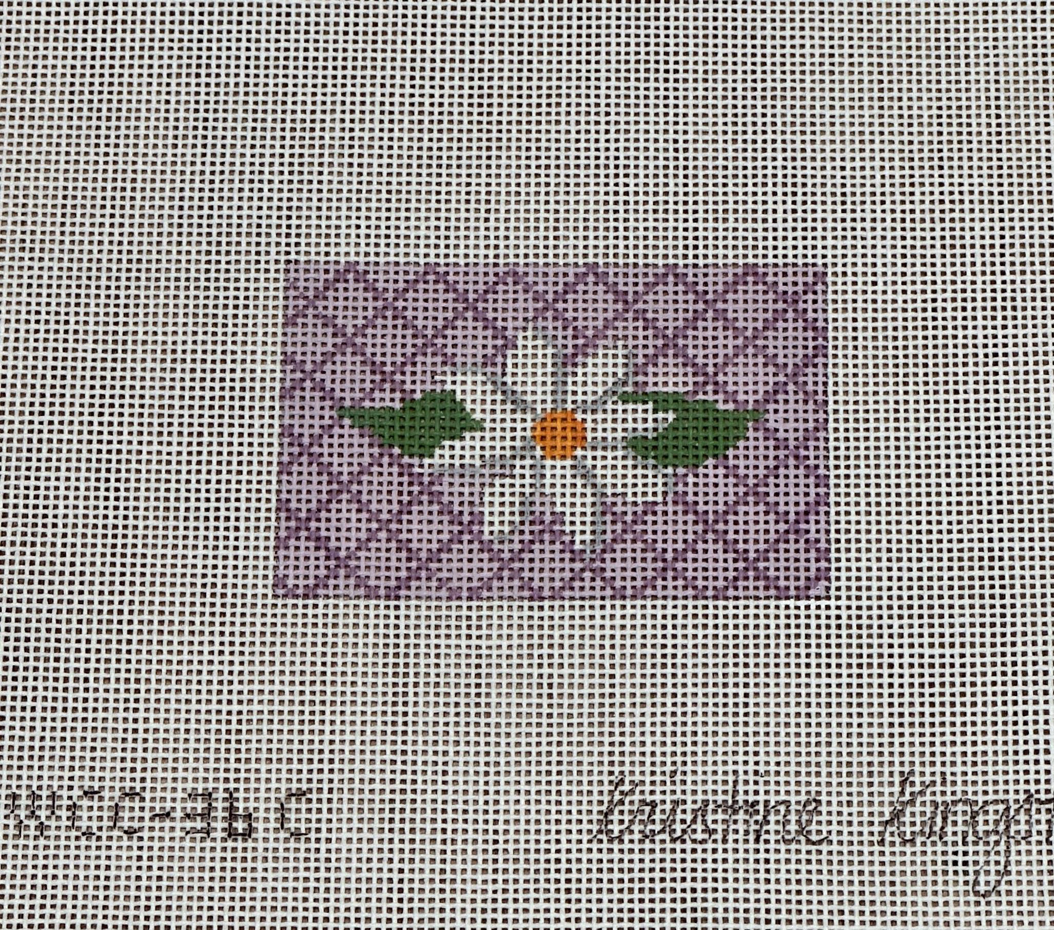 Kristine Kingston WCC-36C White flower on lavender lattice background