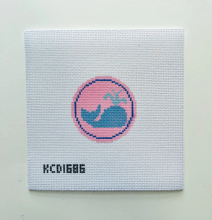 KCN Designers KCD1686 Blue Whale on Pink Canvas