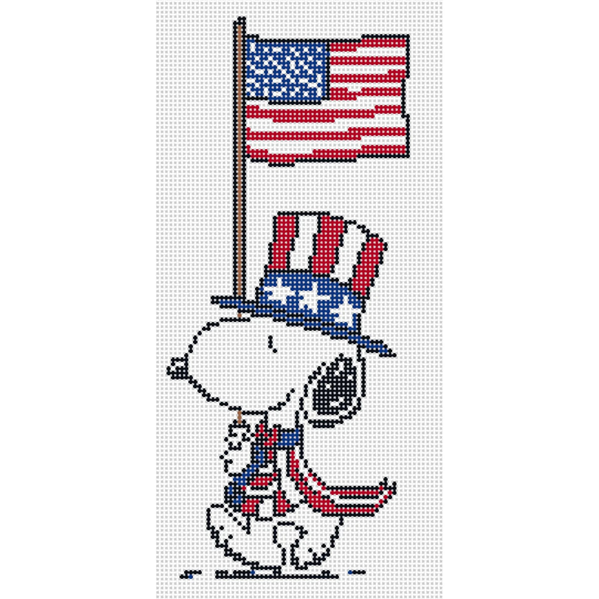 Officially Needlepoint PNTS-PATRIOT01 - Snoopy w/Flag Canvas