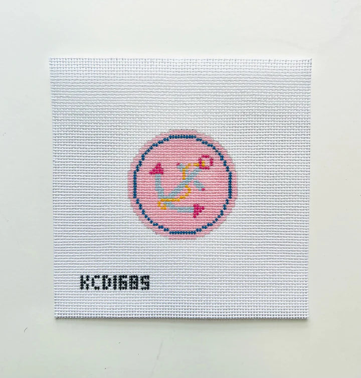 KCN Designers KCD1685 Blue Anchor on Pink Canvas