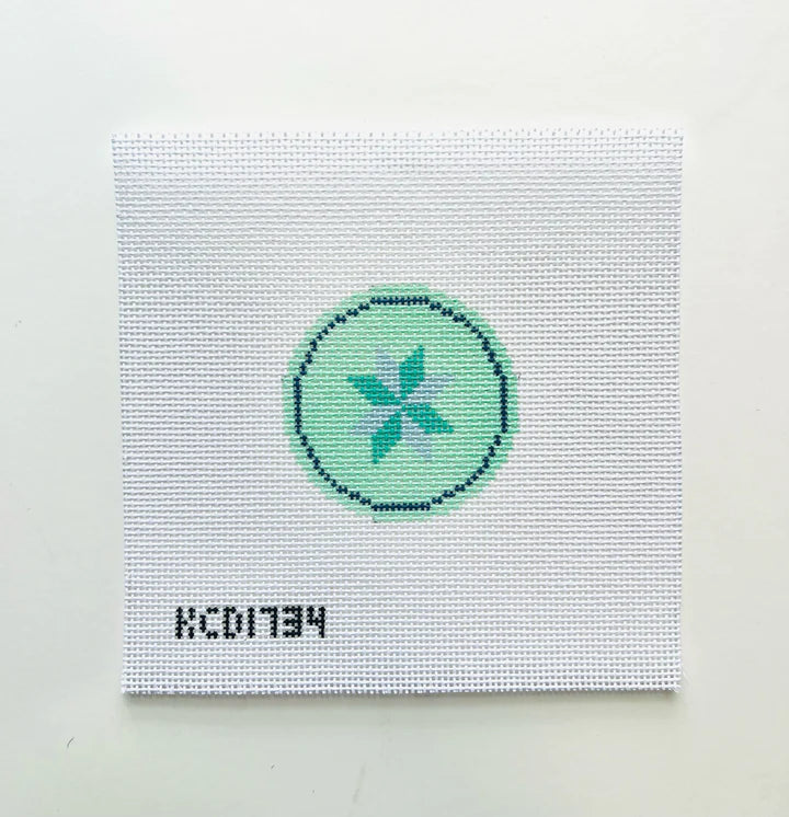 KCN Designers KCD1734 Blue and Green Star on Green Canvas