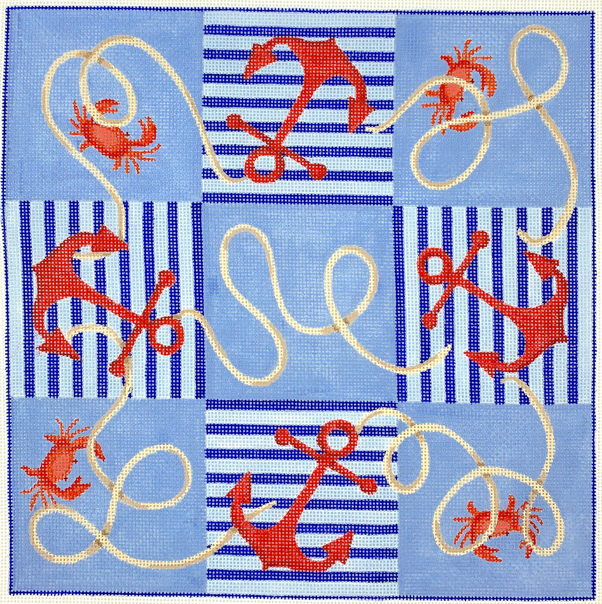 Kate Dickerson TTT-02 Tic Tac Toe Board - Nautical Anchors and Rope w/ Crabs