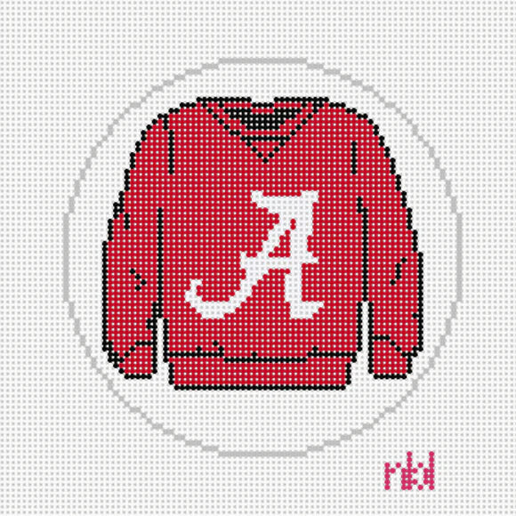 Needlepoint by Laura Alabama Sweatshirt Needlepoint Canvas in a 4 inch round