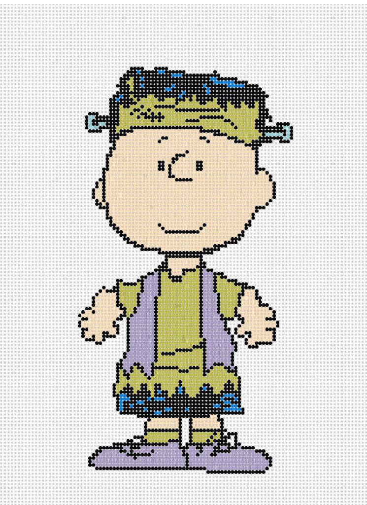 Officially Needlepoint PEANUTS Halloween - Charlie Brown as Frankenstein Canvas