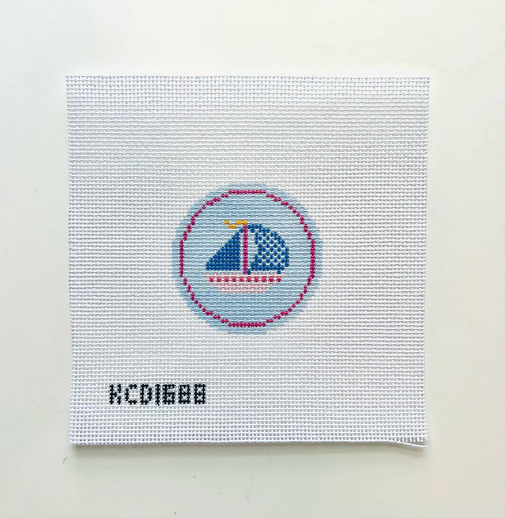 KCN Designers KCD1688 Blue Sailboat on Blue Canvas