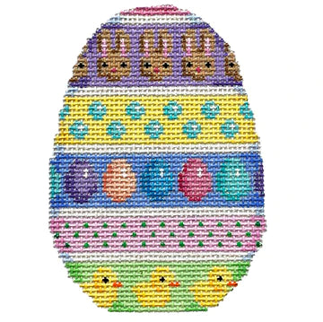 Associated Talents AT EG336 - Bunnies/Eggs/Chicks Horizontal Striped Egg