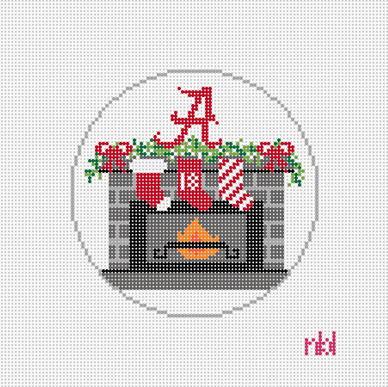 Needlepoint by Laura Alabama Fireplace with Stockings