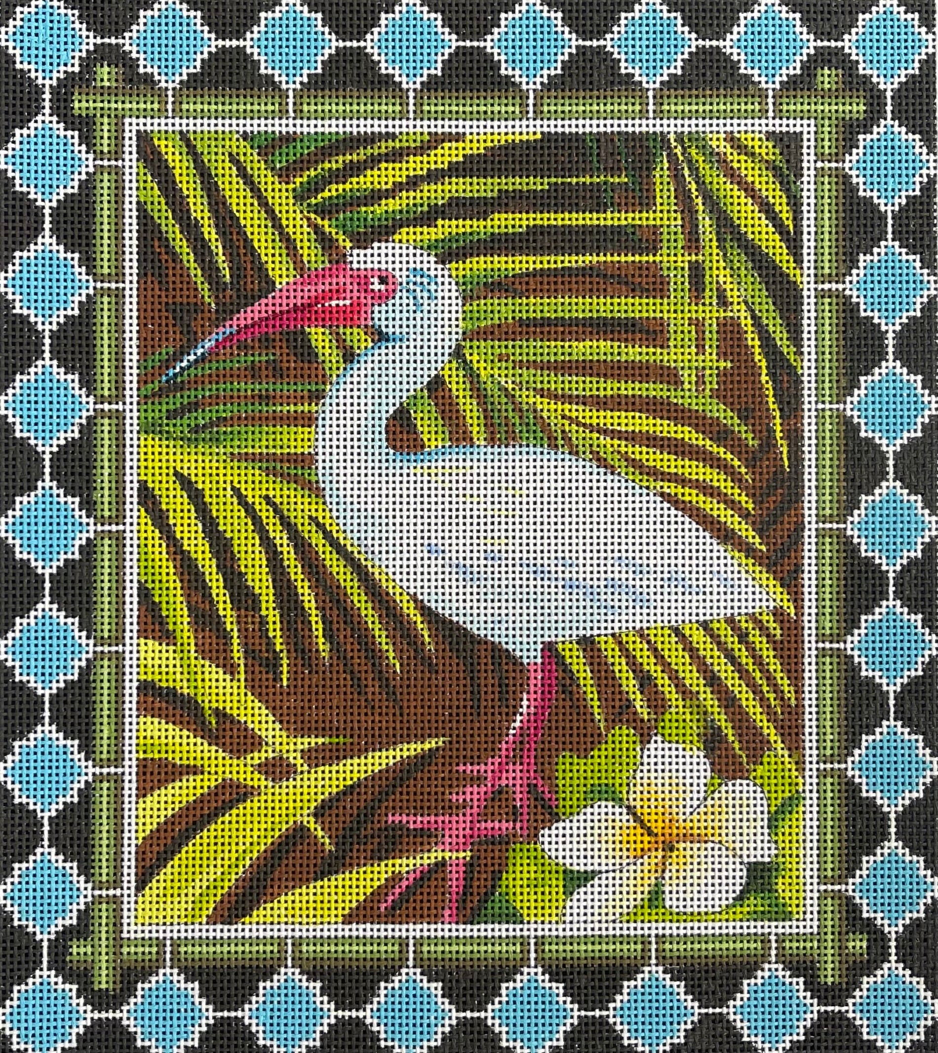 Colors of Praise AN432 Island Bird with Border – Stitch by Stitch
