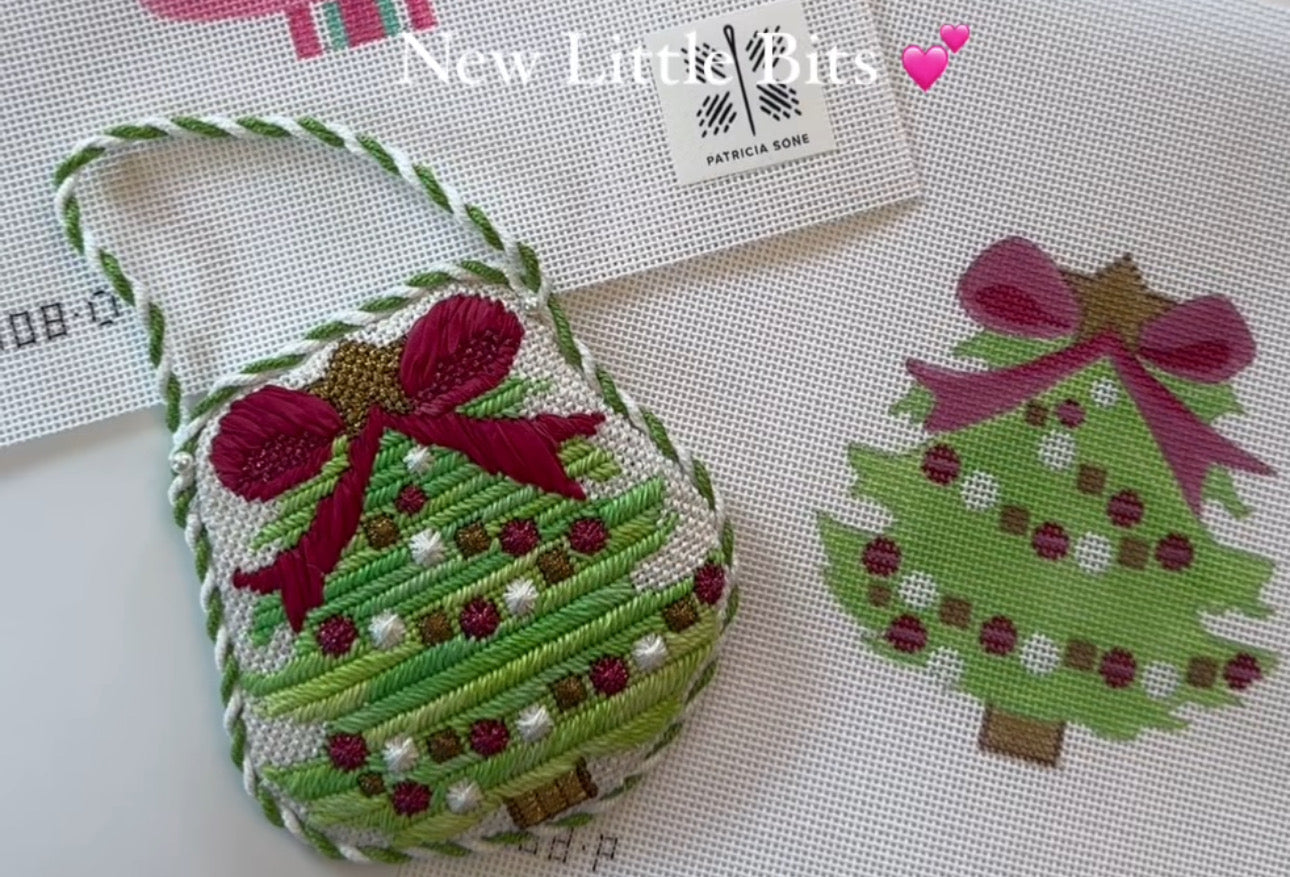 Patricia Sone 108-O Tree with Magenta Bow - includes Stitch Guide