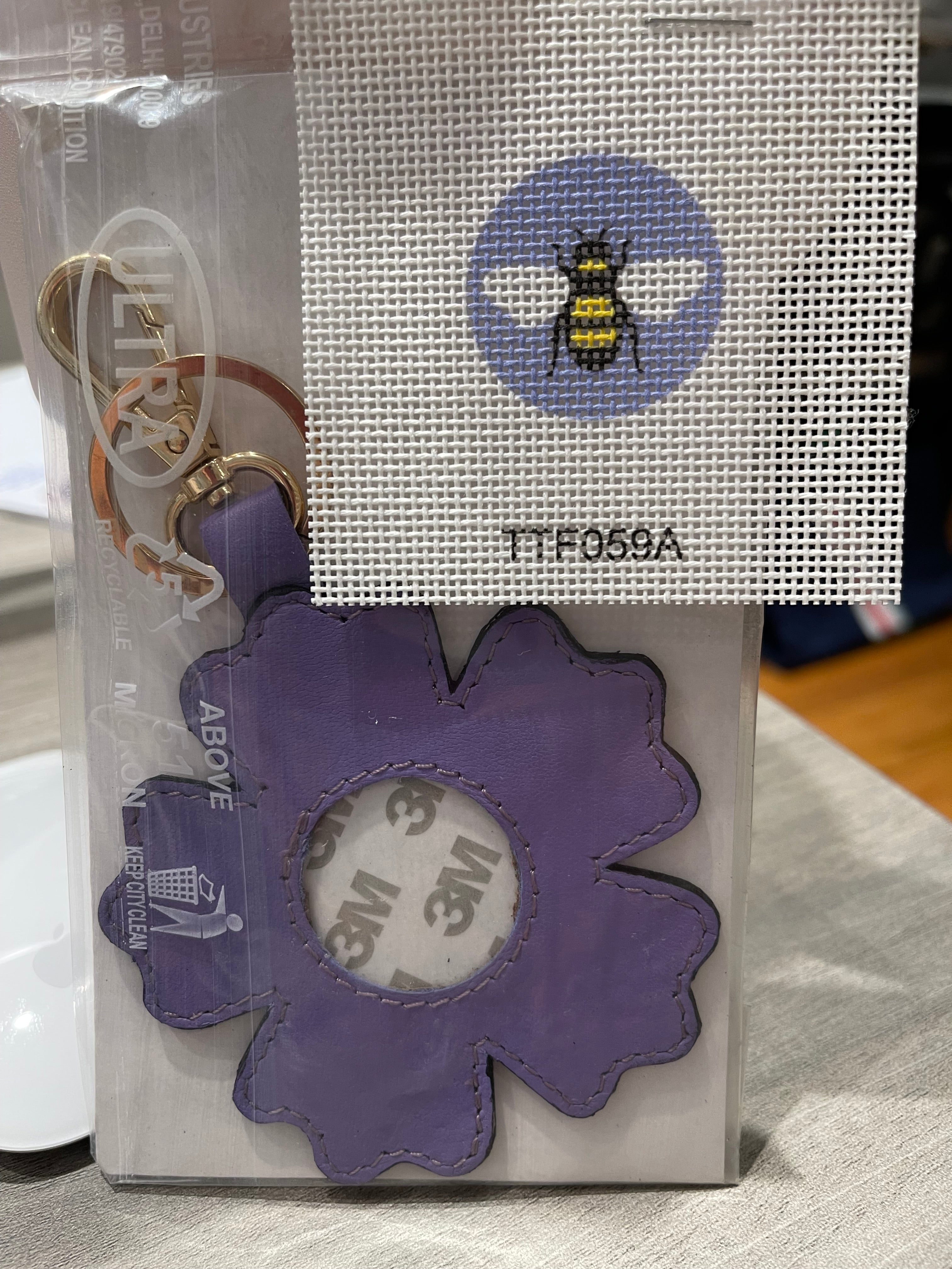 Planet Earth Purple Flower Key Fob and Bee Insert