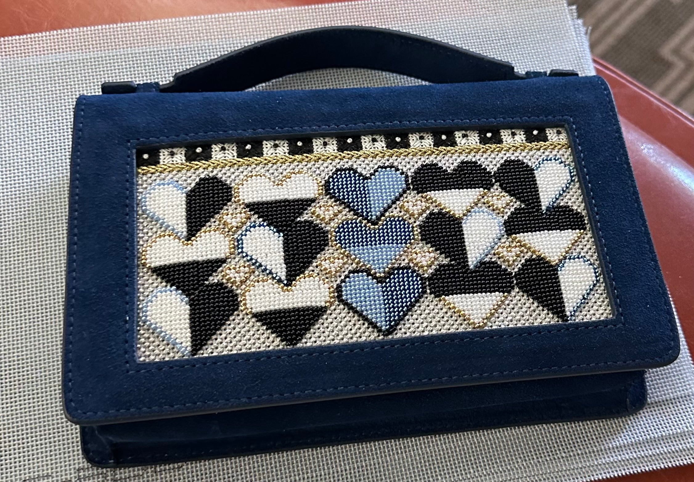 Sew Much Fun! Black, Blue Heart Insert with Stitch Guide