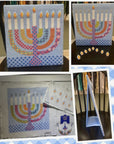 Kate Dickerson MEN-02 Bright Funky Patterned Menorah with Flames