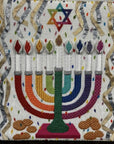MEN-01 Rainbow Confetti Menorah with Flames