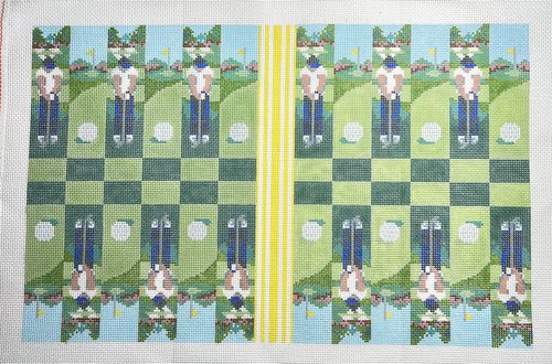 Anne Fisher Rollup Backgammon Blue Leather with Golf Canvas