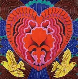 Jane Tattersfield JTS-29-13 Heart Red with Birds