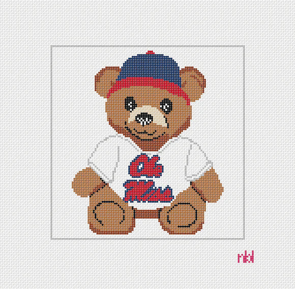Needlepoint by Laura Ole Miss Teddy Bear