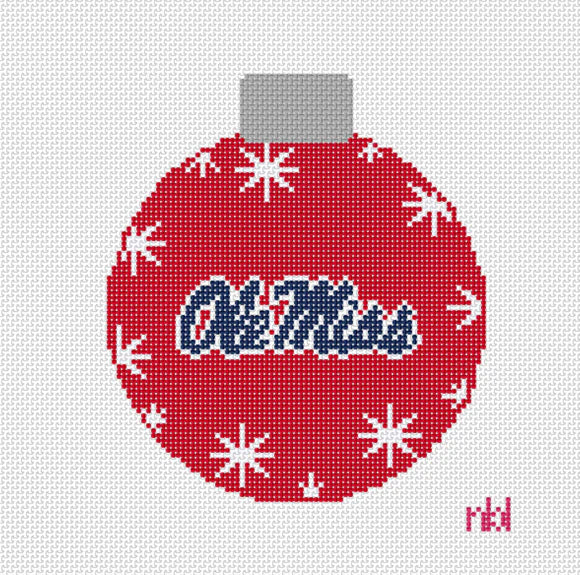 Needlepoint by Laura Ole Miss Snowflake Christmas Ball