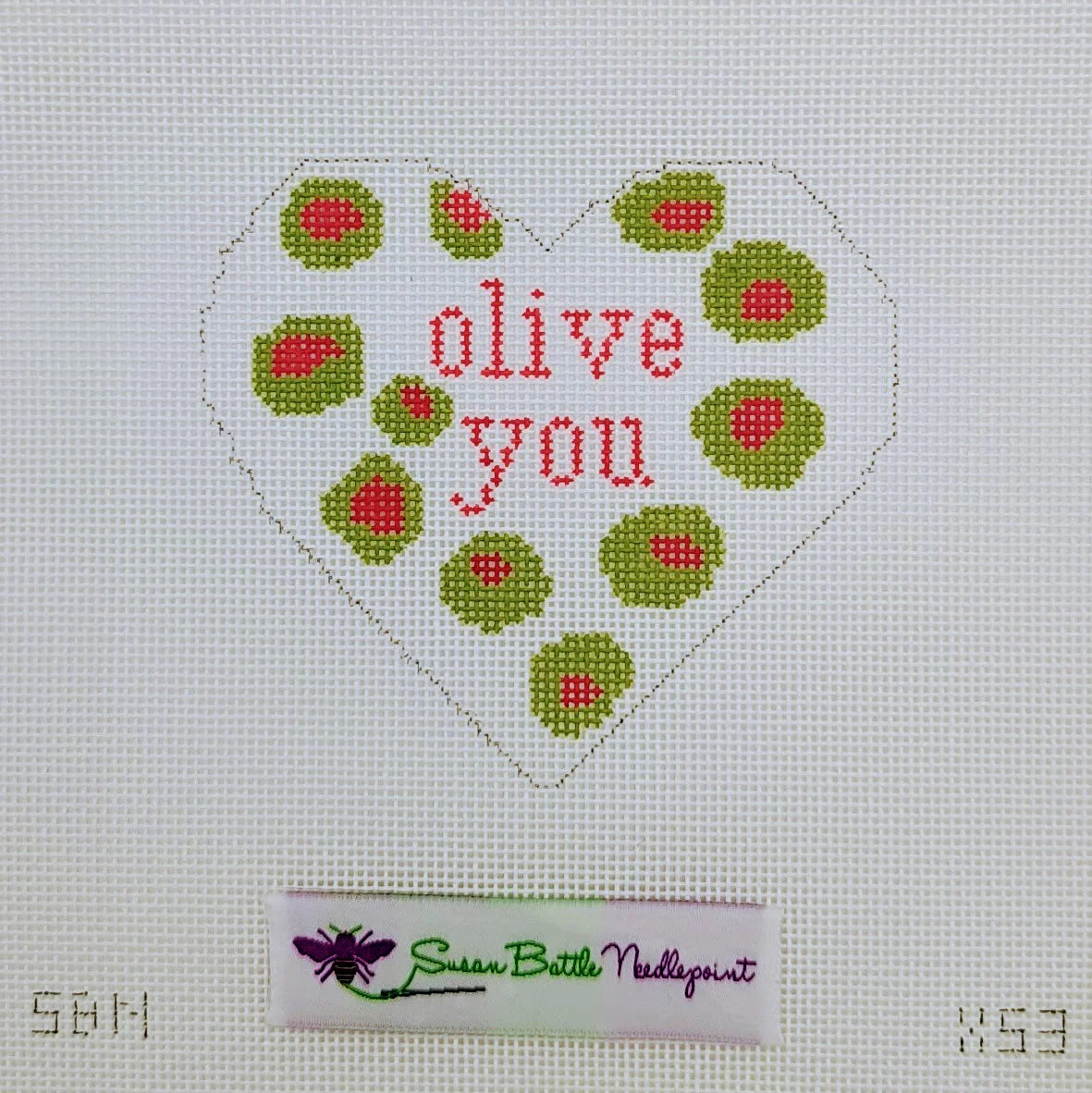 Susan Battle X53 Olive You Heart Ornament
