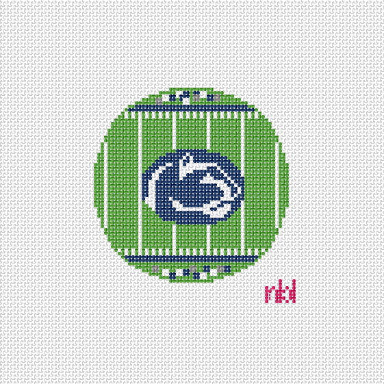 Needlepoint by Laura Penn State Football Field Round Canvas on 14 mesh