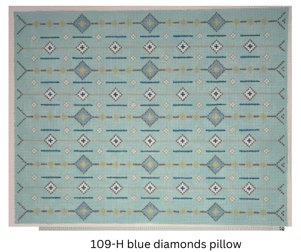 Patricia Sone 109-H blue diamonds pillow Marrakech Collection