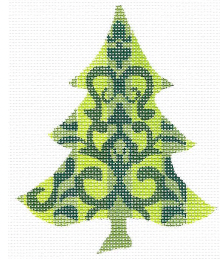 Kelly Clark KCNT004-18 Chartreuse Damask Tree – Stitch by Stitch