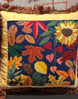 Laura Love LL-PW-1102 Blue Autumn Leaves Pillow