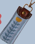 Nash and Daughters ND-163 | Blue & Gold Block Print Flower A - Key Fob