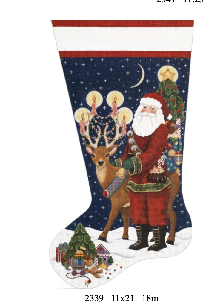 Christmas Floral Needlepoint Stocking Canvas
