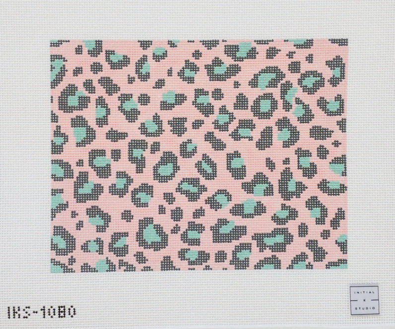 Initial K IKS-1080 Pink Leopard Needlepoint Clutch