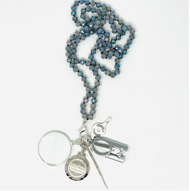 Victoria Whitson Crystal Bead Chatelaine Blue/Grey