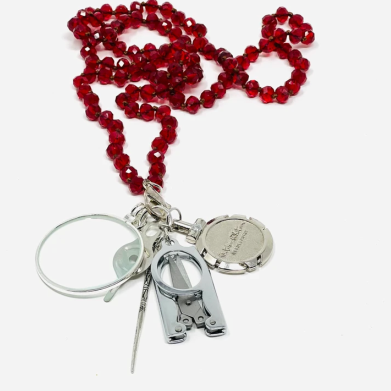 Victoria Whitson Crystal Bead Chatelaine Apple Red