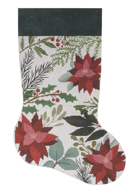 Laura Love LL-ST-01A White Stocking with Red Flowers