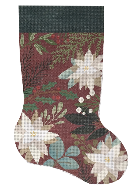 Laura Love LL-ST-01C Red Stocking with White Flowers