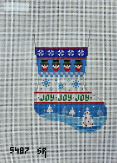Susan Roberts 5487 Snowman, Snowflakes, Trees Stripe - Mini Stocking