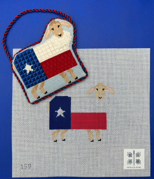 Patricia Sone sheep with Texas flag