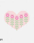 Nash and Daughters ND-189 Block Print Pink Heart with Flowers