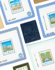 Atlantic Blue Leather Polaroid Magnet - gold