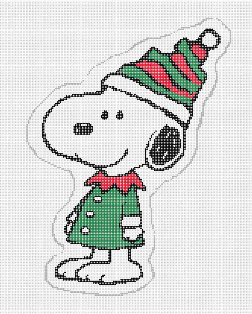 Officially Needlepoint PEANUTS Christmas - Snoopy Elf Shaped Pillow Canvas