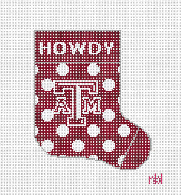 Needlepoint by Laura Texas A and M Mini Polka Dot Stocking