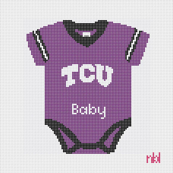 Needlepoint by Laura TCU Baby Onesie Needlepoint Canvas