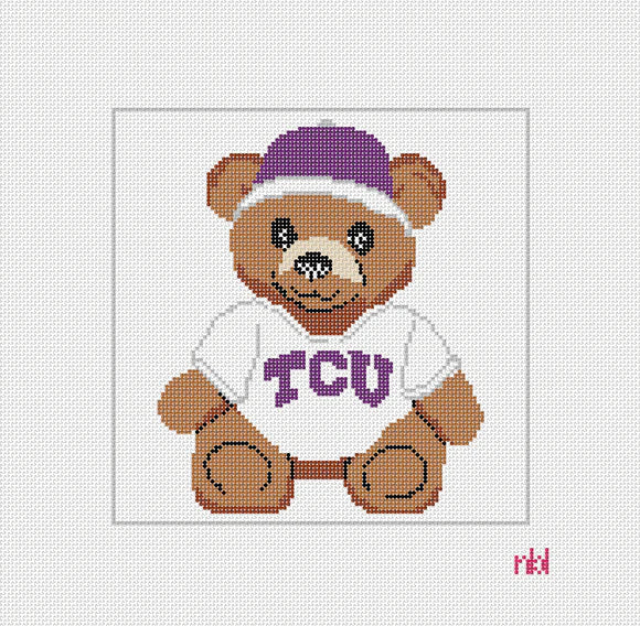 Needlepoint by Laura TCU Teddy Bear