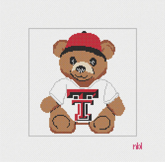 Needlepoint by Laura Texas Tech Teddy Bear